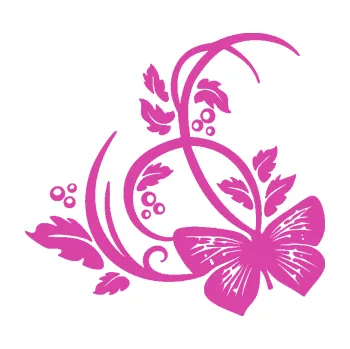 Samolepící dekorace Květina dekor 046 levá motýl (16 - růžová) SAMOLEPKA NA AUTO, NÁLEPKA, FÓLIE, POLEP, TUNING, VLASTNÍ TEXT, TISK, AUTOSAMOLEPKY.cz, POLEPY, OBRÁZEK, LOGO, 3D STICKERS