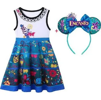 Dívčí šaty Dívčí šaty s motivem Encanto + čelenka Varianta: Mirabel, Velikost: 110 (4 roky)