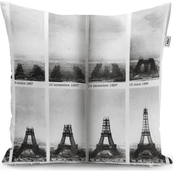 Polštář Sablio Polštář Eiffelova věž stavba - 50x50 cm