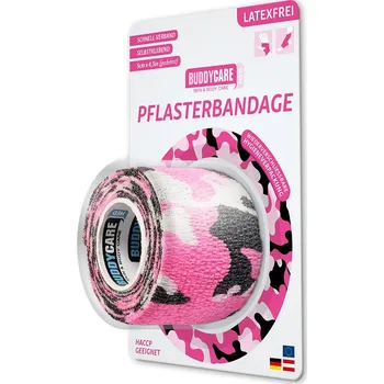 Zdravotnický materiál BuddyCare | obvazy | pro děti, dospělé, domácí mazlíčky BUDDYCARE | Náplast 5 cm x 4,5 m růžový maskovací vzor