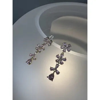 Náhrdelník Náušnice Dublon růžové ve zlatě květinky