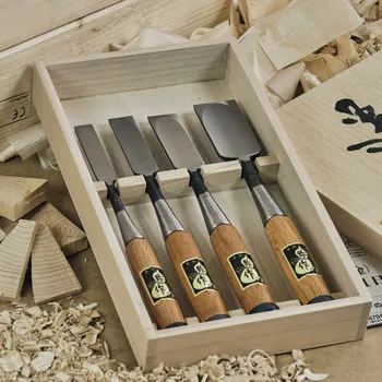 Dláto Sada japonských ručně-vyráběných truhlářských dlát FUJIKAWA Oire Yasuki White Paper Steel - 4 kusy