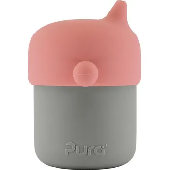 Kojenecká láhev Pura Silikónový hrníček s náustkem My-my Růžová/šedá