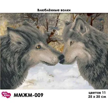 Korálek Plátno pro vyšívaní korálky - Vlčí láska - č. 68 35 x 25 cm