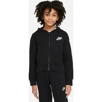 Pánská mikina Dětská Mikina NIKE G NSW CLUB FLC FZ HOODIE LBR DC7118-010 – Černá XS