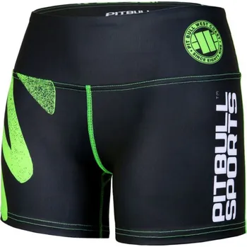 Dámské kraťasy PitBull West Coast - dámské kompresní fitness šortky PB ZIG ZAG zelené S