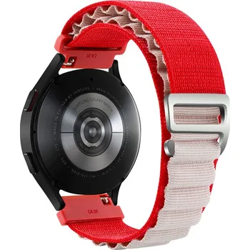 Příslušenství k chytrým hodinkám Alpský tah nylonový provlékací řemínek 22mm pro hodinky Samsung / Huawei / Xiaomi / Garmin Barva: Červená/bílá