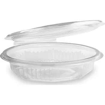 Jednorázové nádobí Plastová miska osmiboká průhledná s víčkem 250 ml (PP) (50 ks)