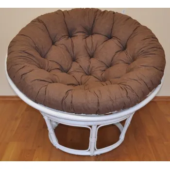 Křeslo Axin Trading s.r.o. Ratanový papasan 100 cm bílý, polstr hnědý melír