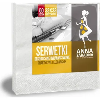 Papírový ubrousek Anna Zaradna ANNA ZARADNA ubrousky, dvouvrstvé, skládané, 33x33cm, 50 ks, bílé, bílé