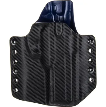 Příslušenství pro sportovní střelbu RH Holsters OWB - CZ 75 SP-01 Shadow - CZ 75 SP-01 Tactical - vnější kydexové pouzdro - poloviční sweatguard - carbon/police modrá Pouzdro je pro: Levák