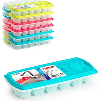 Tvořítko na led PlasticForte Forma na led s víkem 12kostek 12x26x4cm, mix barev