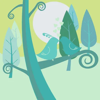 Malování podle čísel - Zelení ptáčci Velikost: 30x30cm, Rámování: Pouze srolované plátno