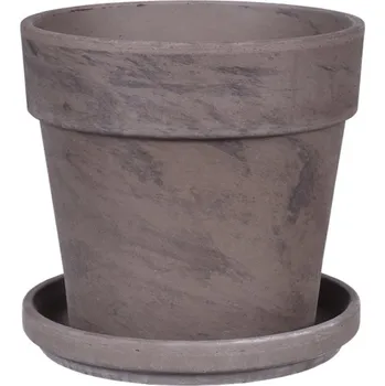 Květináč Nohel Garden Set Calima Basalt + podmiska 22 x 20 cm