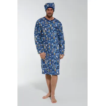 Pánské pyžamo Cornette noční košile pánská 110/12 - modrá, L (Pánská noční košile s dlouhým rukávem Cornette 110)