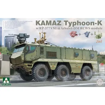 Plastikový model Takom 1/35 KAMAZ Typhoon-K w/ RP-377VM1 & Arbalet-DM RCWS module