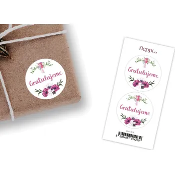 samolepka Fleppi Dárkové samolepky svatební Gratulujeme | 2ks