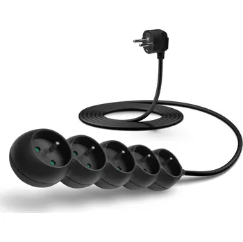 Kabel CONNECT IT prodlužovací kabel 230 V, 5 zásuvek, 3 m, bez vypínače (černý)