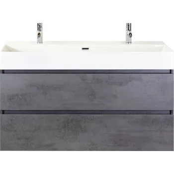 Koupelnový nábytek Koupelnový nábytkový set Maxx XL 120 cm s keramickým umyvadlem 2 otvory na kohouty beton antracitově šedá