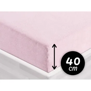 Prostěradlo Froté napínací prostěradlo na extra vysokou matraci FR-032 Pudrově růžová 180 x 200 - výška 40 cm