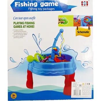 vodní stůl Velký hrací vodní stolek rybář s příslušenstvím 13 ks 23,5 x 38,5 x 45 cm modrý