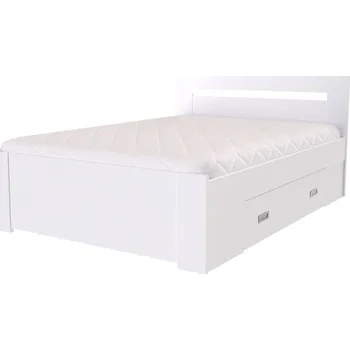 Postel Nábytek Mikulík Zvýšené fran. lůžko FABIE se 2 úlož. prostory a 1 zvýšeným čelem - bílý lesk, antracit, aj. ROZMĚR: 140 x 200 cm - ATYP