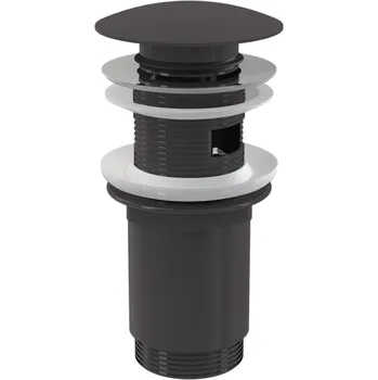 Umyvadlo ALCAPLAST Výpust umyvadlová CLICK/CLACK 5/4 celokovová s přepadem, velká zátka, GUN METAL-kartáčovaný mat ALC-A392-GM-B