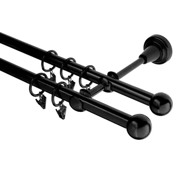 Garnýž kovová 280 cm dvouřadá - dvojitá 16 koule černá