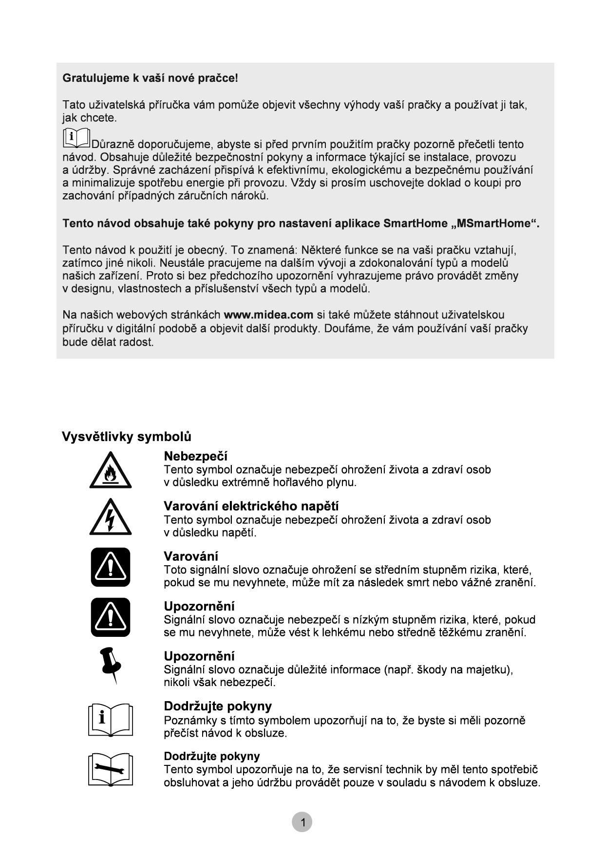 Uživatelská příručka Midea MF200W70WB/W-CZ - Zbozi.cz