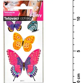 Tetování Anděl tetovací obtisky 1102 s glitry 10,5x6 cm- motýli