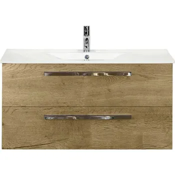 Koupelnový nábytek Koupelnový nábytkový set Sanox Seville barva čela dub přírodní ŠxVxH 101 x 52 x 46 cm s keramickým umyvadlem