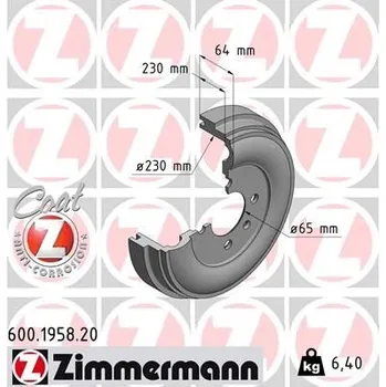 Brzdový buben Brzdový buben ZIMMERMANN 600.1958.20
