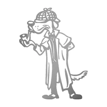 Polep vozidla SAMOLEPKA Pes 187 levá detektiv s dýmlou (42 - stříbrná metalíza) NA AUTO, NÁLEPKA, FÓLIE, POLEP, TUNING, VLASTNÍ TEXT, TISK, AUTOSAMOLEPKY.cz, POLEPY, OBRÁZEK, LOGO, SAMOLEPKY