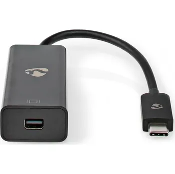 Notebook Nedis adaptér USB-C na mini DisplayPort 20cm Adaptér, USB 3.2 Gen1 typ C (M) na mini DisplayPort (F), kulatý, černý, 20cm CCGP64452BK02