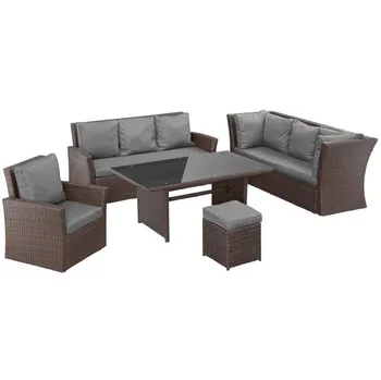 Zahradní sestava Firenze ratonový set 4 + 1 ks hnědý/šedý