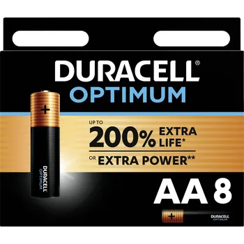 Článková baterie Duracell Optimum tužková baterie AA alkalicko-manganová, 1.5 V, 8 ks
