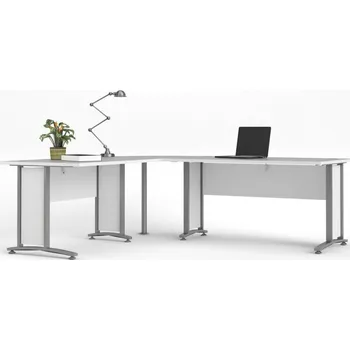 Psací stůl Falco Rohový psací stůl Office 80400/72 bílá/silver grey