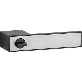 Dveřní kování ASG - HEDERA - RT s uzamykáním bez spodní rozety, klika/​klika s uzamykáním pravá BS - Černá matná + výplň nerez matná