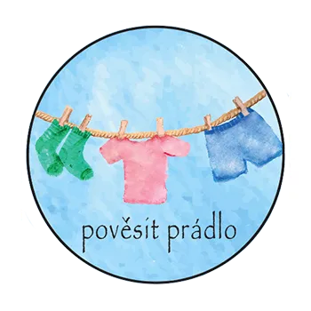 magnetka pro dítě Magnetka pro děti – Pověsit prádlo, ručně malovaná, 37 mm