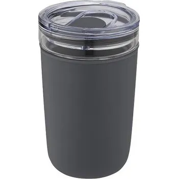 Skleněný kelímek o objemu 420 ml s vnější stěnou z recyklovaného plastu Bello, šedá