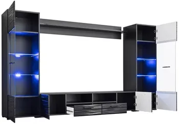 Obývací stěna Obývací stěna s LED osvětlením Karmela černá/sahara
