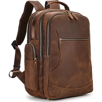 Sportovní batoh Luxusní kožený batoh retro zavazadlo s gravírováním jména Barva (Varianta): Hnědá