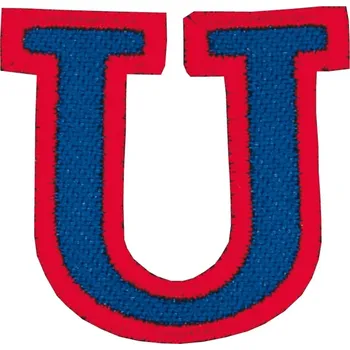 Nažehlovací vyšívané písmenko U - modré, výška 3 cm