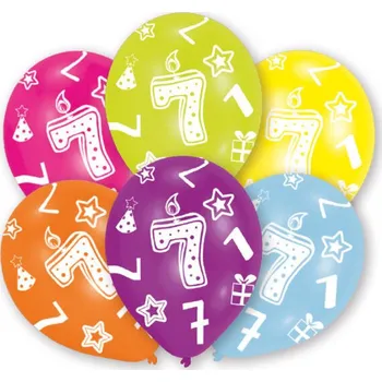 Balónek Balónky k 7. narozeninám 6 ks, 27,5 cm