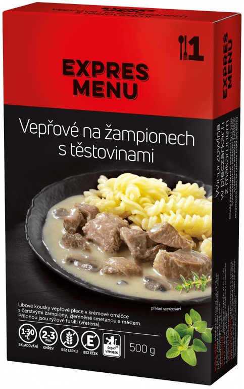 EXPRES MENU KM Vepřové na žampionech s těstovinami 500 g - Zbozi.cz