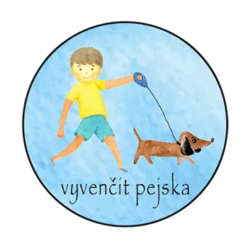 magnetka pro dítě Magnetka pro děti – Vyvenčit pejska, ručně malovaná, 37 mm