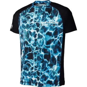 Rybářské oblečení Savage Gear Tričko Marine UV T Shirt Sea Blue