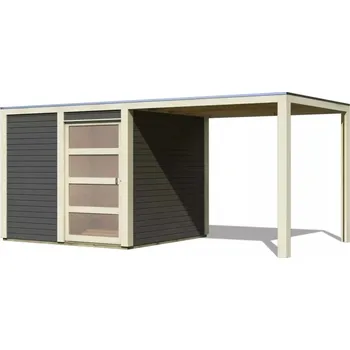 Zahradní domek LANIT PLAST Dřevěný domek KARIBU QUBIC 1 + přístavek 240 cm (79848) terragrau LG3523 8271