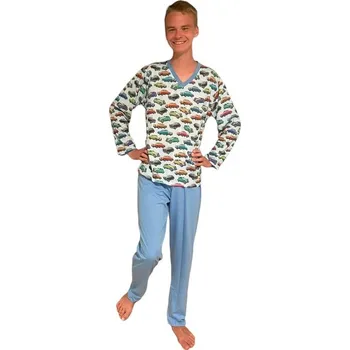 Pánské pyžamo Pánské pyžamo dlouhé Rozárka P20 auto světle modré Barva: světle modrá, Velikost: M