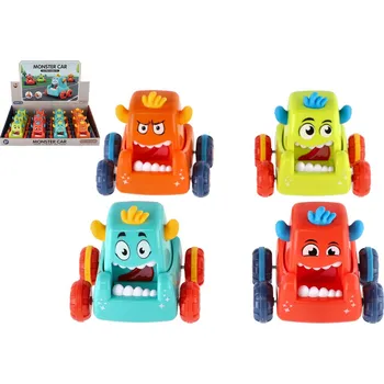 Hračka Teddies Auto monster plast 9x8cm mačkací jezdící 4 barvy